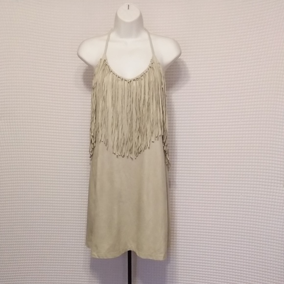 Decree Dresses & Skirts - NWT * GRAY FAUX SUEDE FRINGE BOHO FESTIVAL DRESS